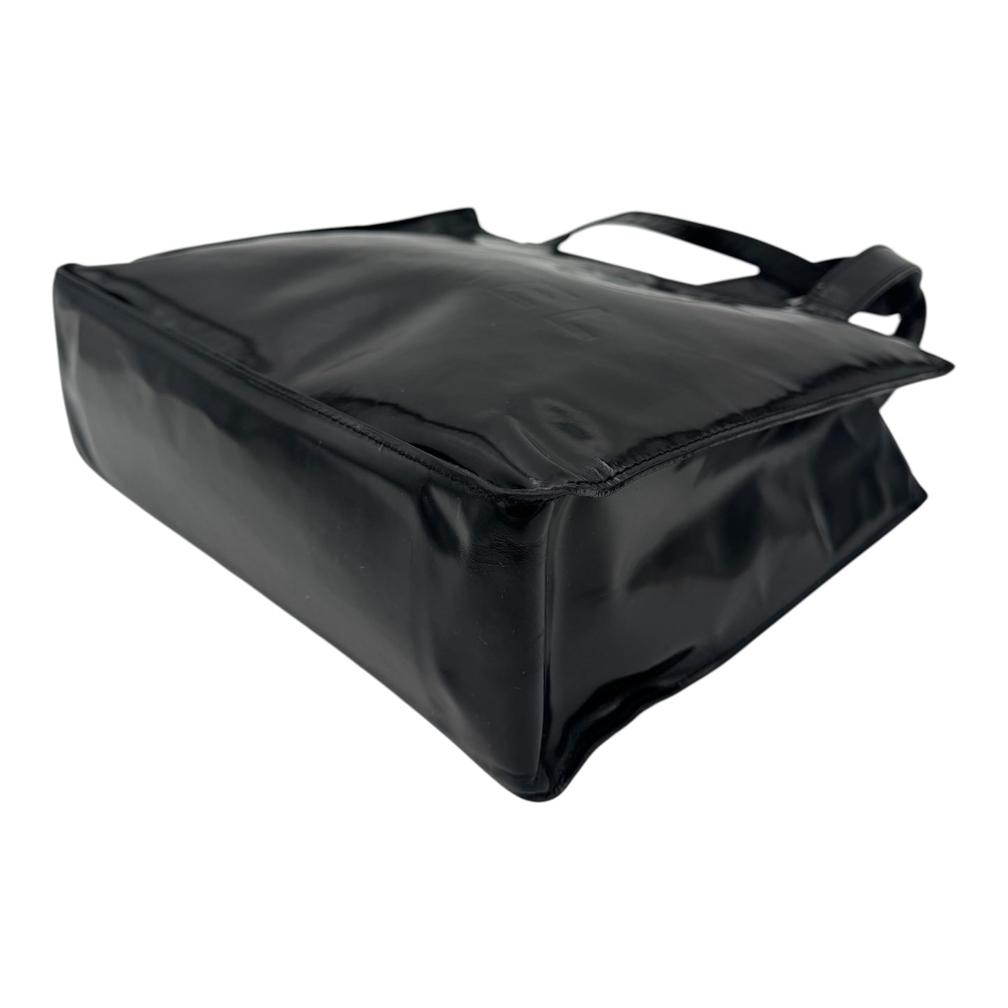 Chanel Patent Leather Logo Tote Bag Black