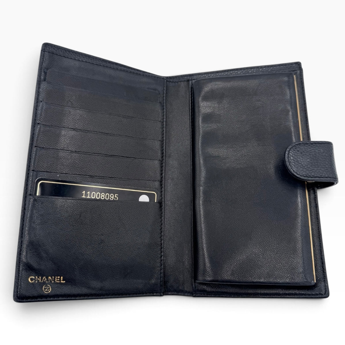 Chanel Black Caviar CC Long Wallet