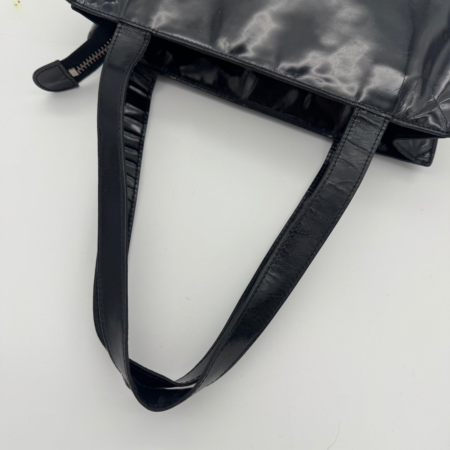 Chanel Patent Leather Logo Tote Bag Black