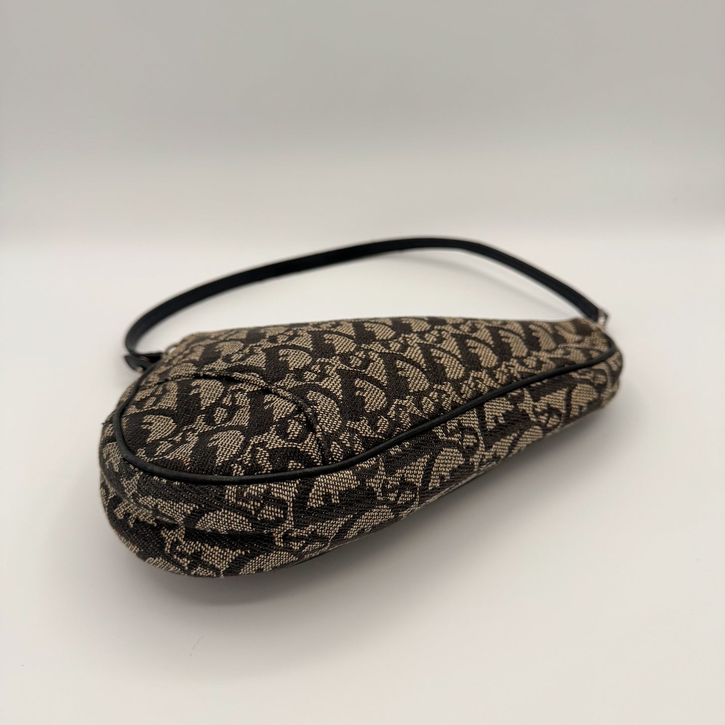 Christian Dior Saddle Bag Black Trotter Monogram Canvas Galliano Era