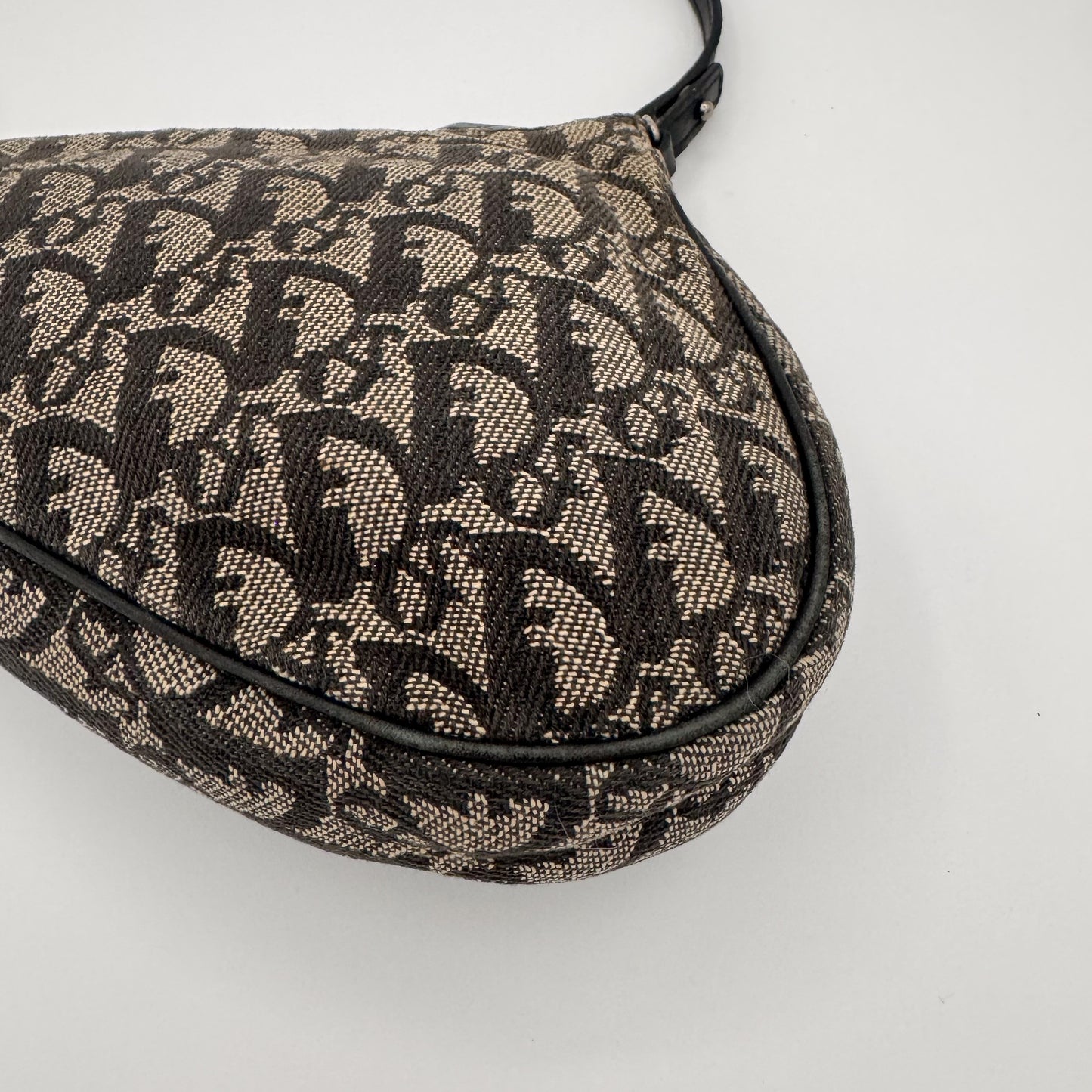 Christian Dior Saddle Bag Black Trotter Monogram Canvas Galliano Era