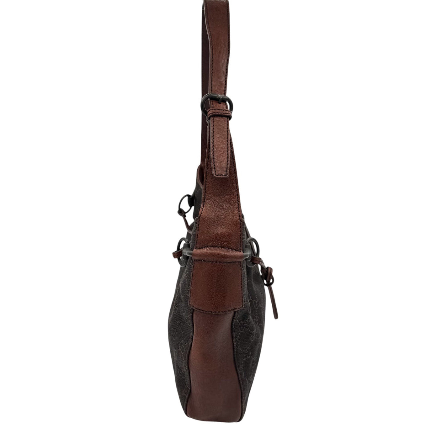 Gucci Brown GG Monogram Horsebit Shoulder Bag