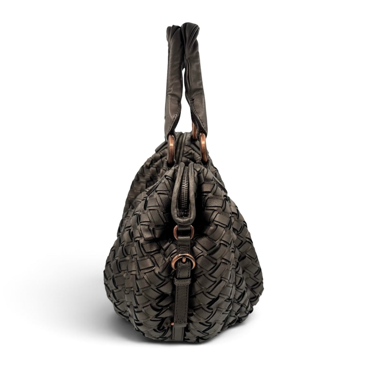 Miu Miu Metallic Nappa Woven Hobo Bag