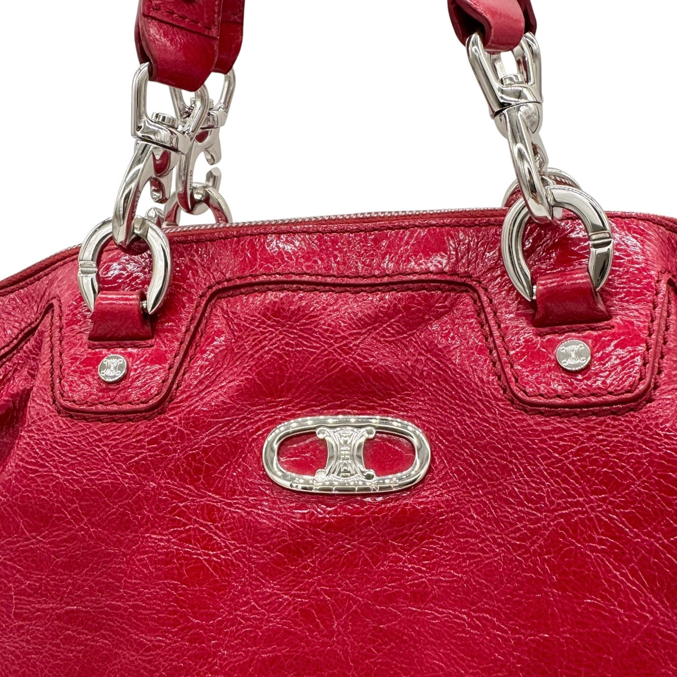 Celine Y2K Red Leather Shoulder Bag