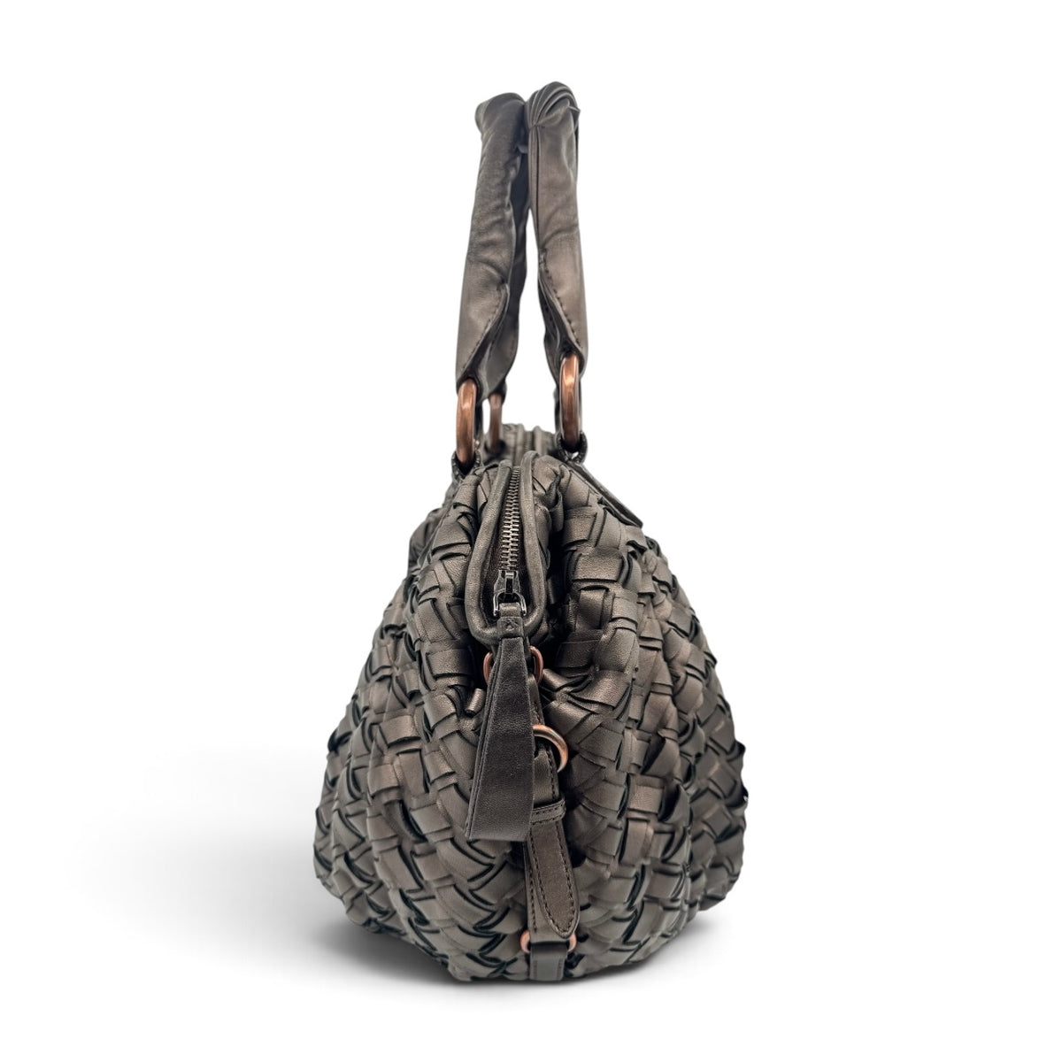 Miu Miu Metallic Nappa Woven Hobo Bag