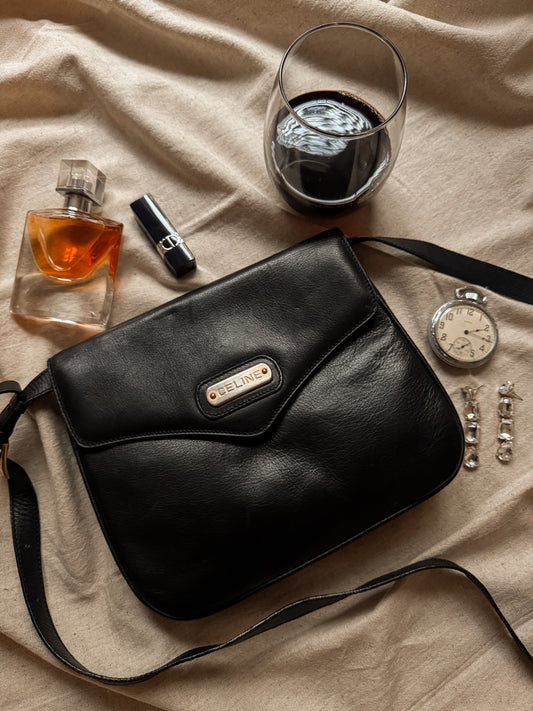 Celine Black Leather Crossbody Bag