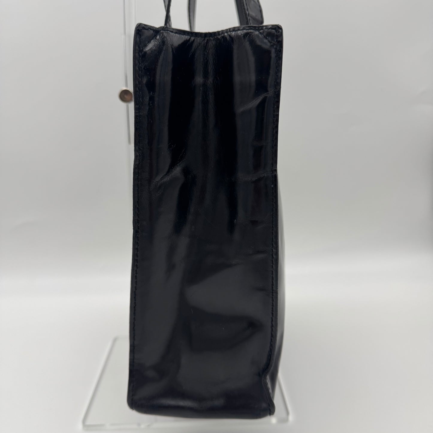 Chanel Patent Leather Logo Tote Bag Black