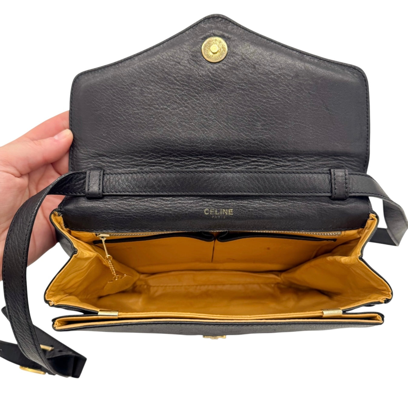 Celine Black Leather Crossbody Bag