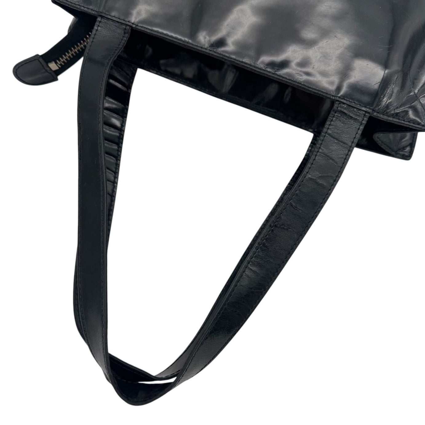 Chanel Patent Leather Logo Tote Bag Black