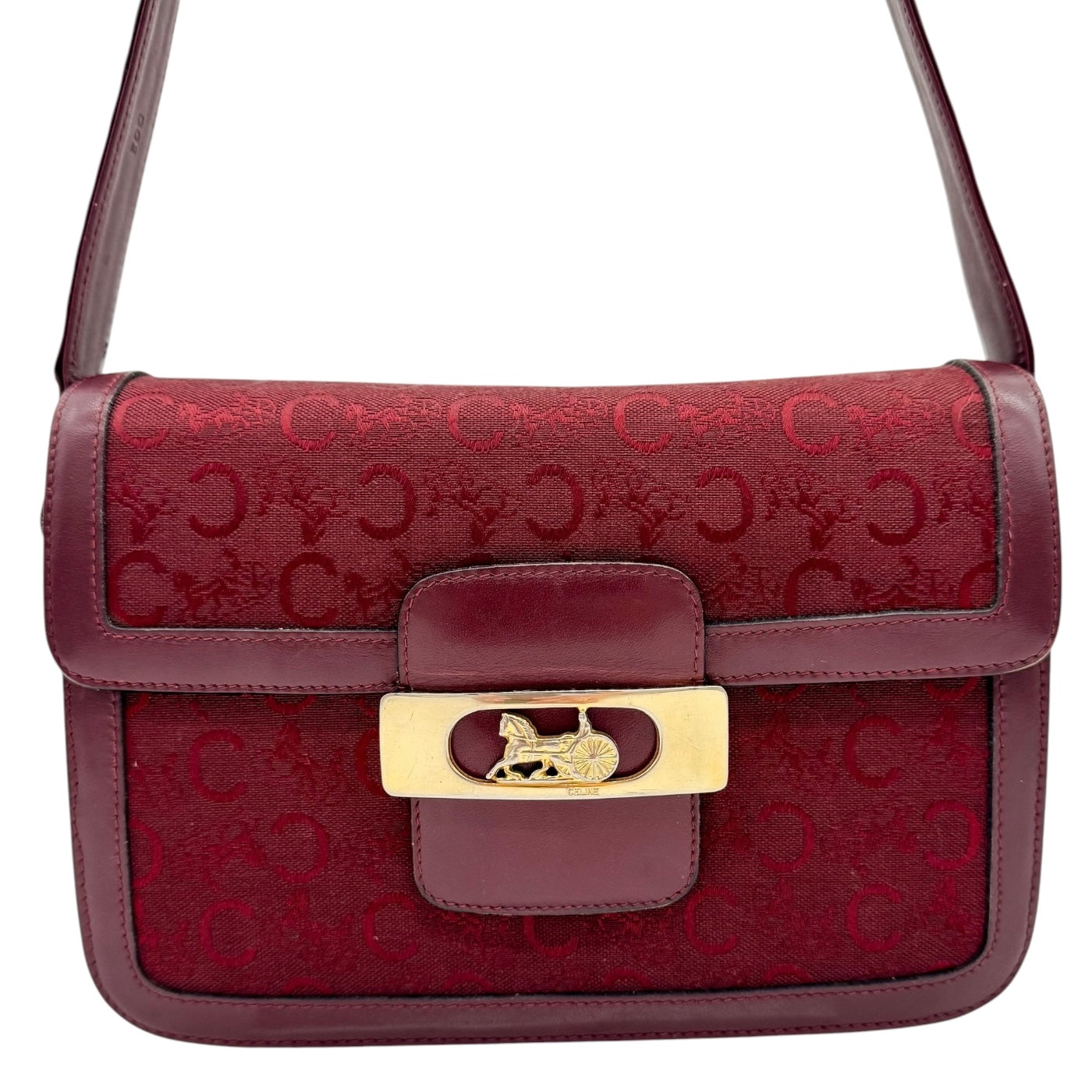 Burgundy Celine Horse Carriage Shoulder Bag
