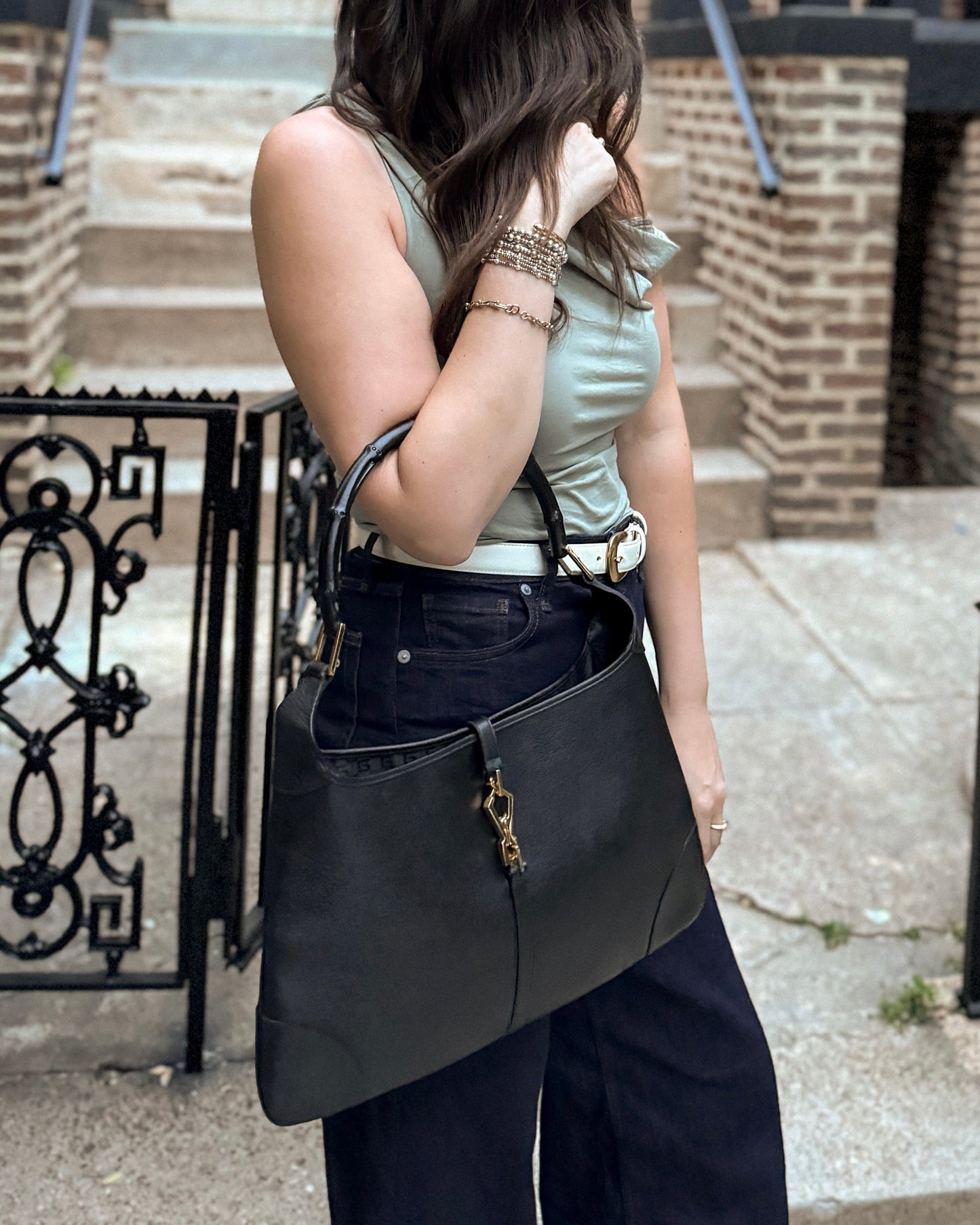 Gucci Tom Ford Era Bamboo Jackie Black Leather Shoulder Bag