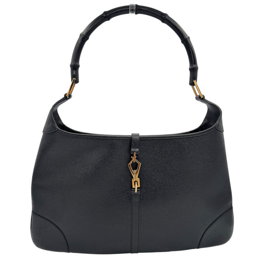 Gucci Tom Ford Era Bamboo Jackie Black Leather Shoulder Bag