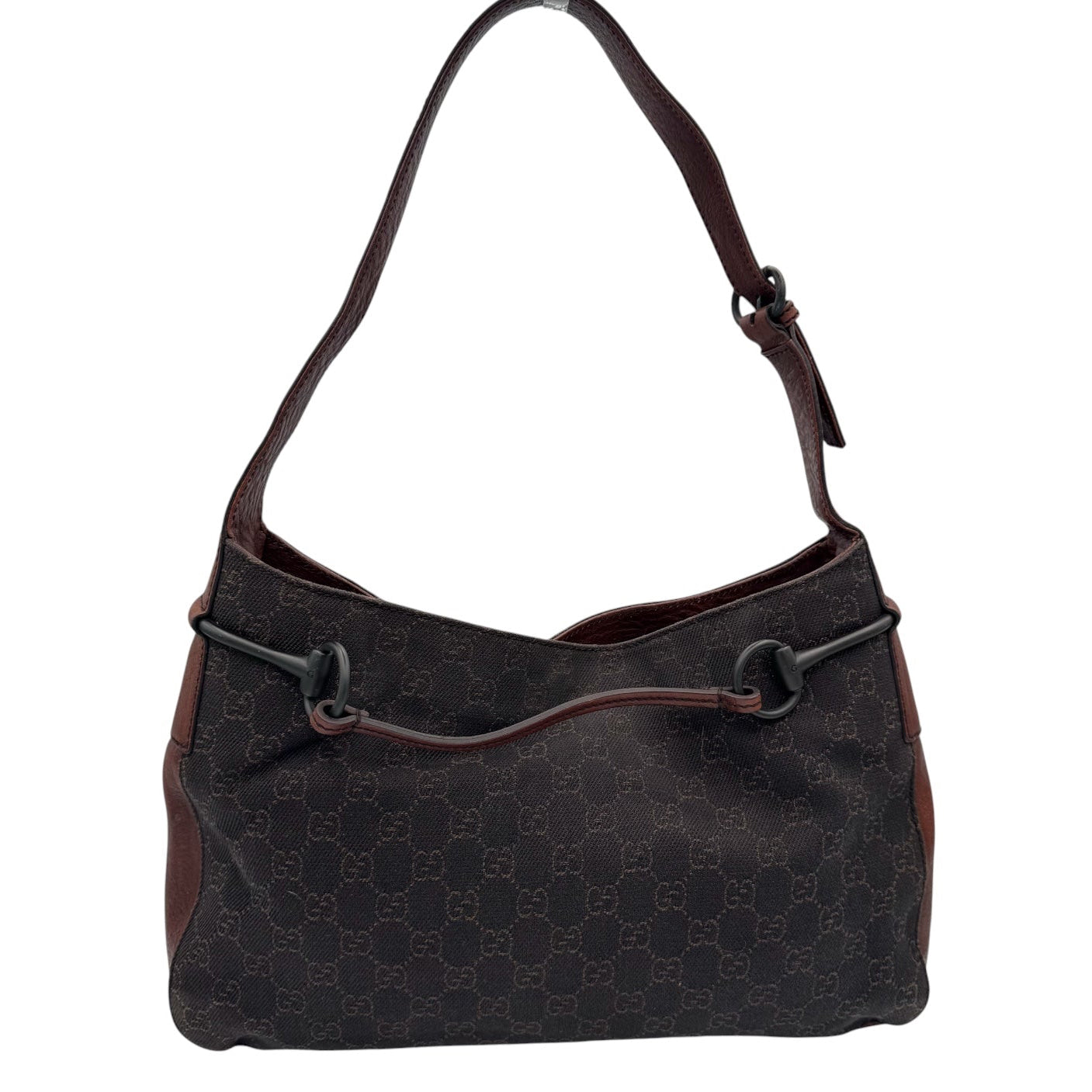Gucci Brown GG Monogram Horsebit Shoulder Bag