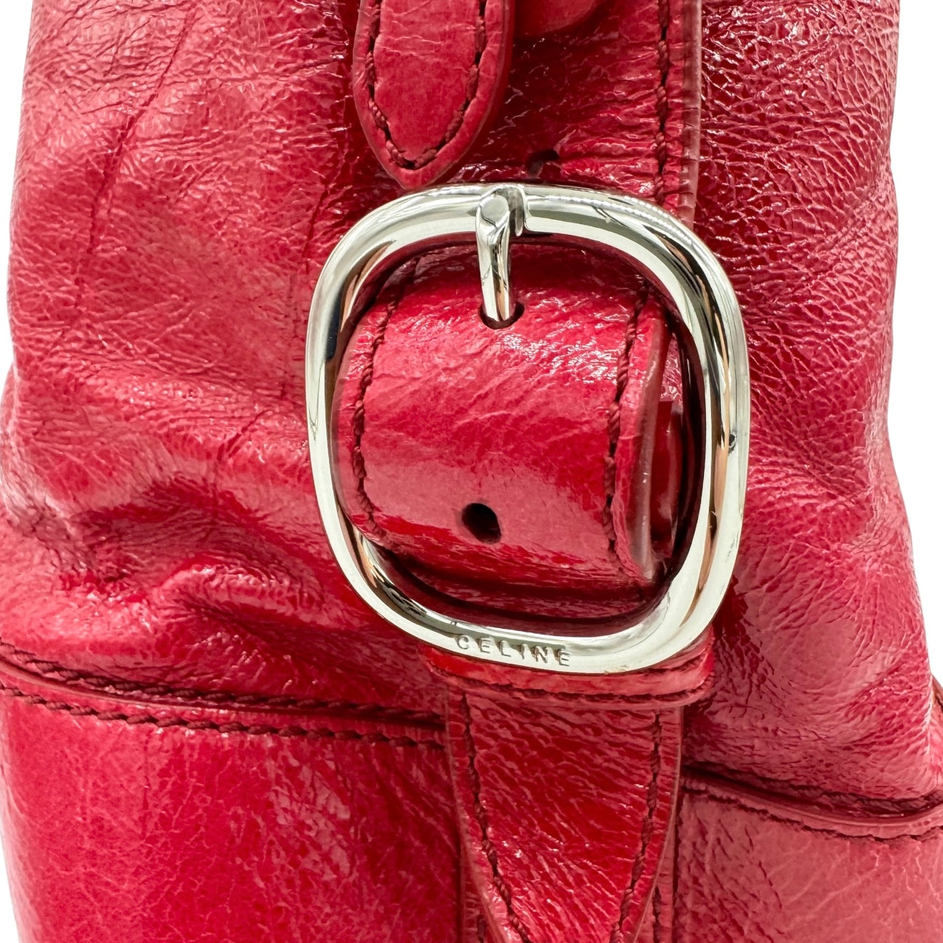 Celine Y2K Red Leather Shoulder Bag
