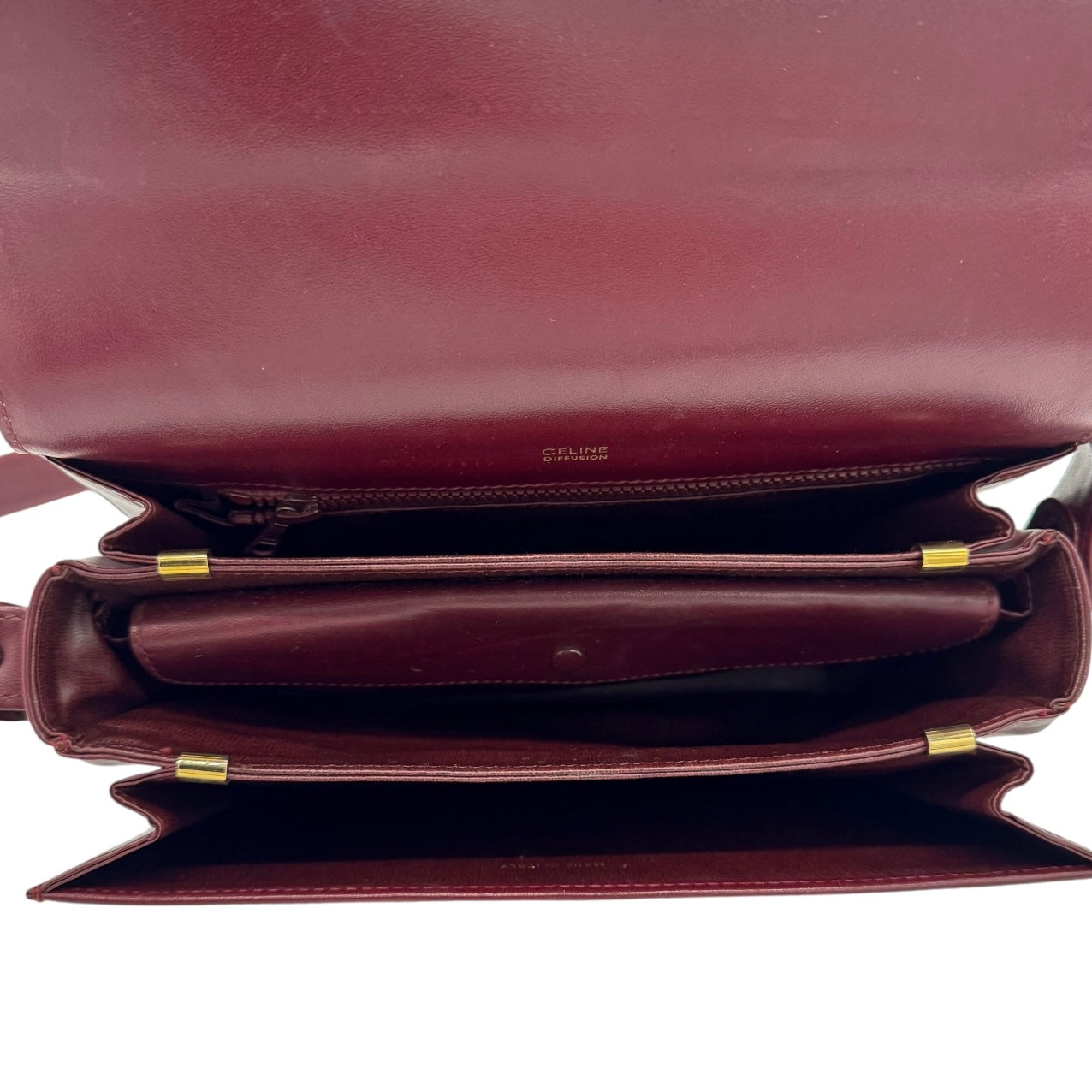 Burgundy Celine Horse Carriage Shoulder Bag