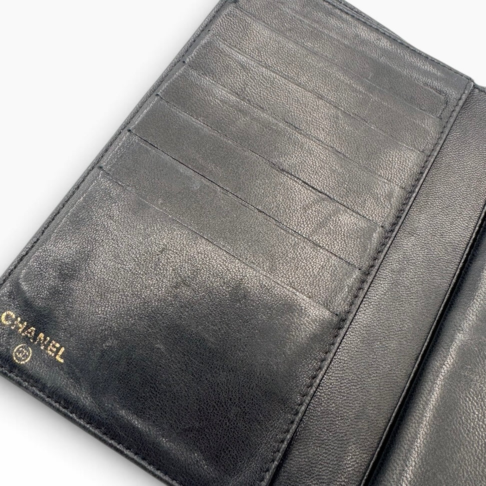 Chanel Black Caviar CC Long Wallet