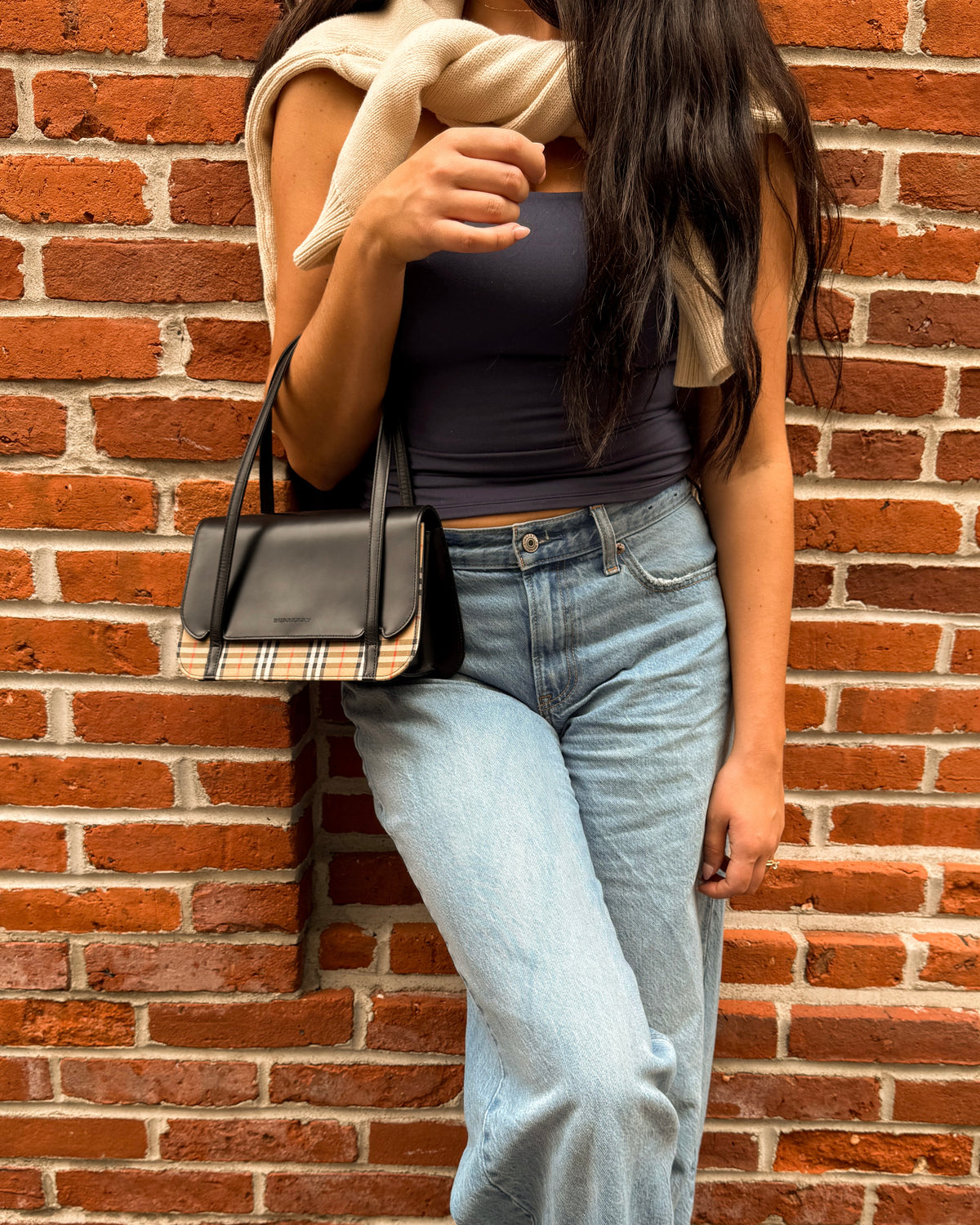 Burberry Nova Check Canvas Shoulder Bag