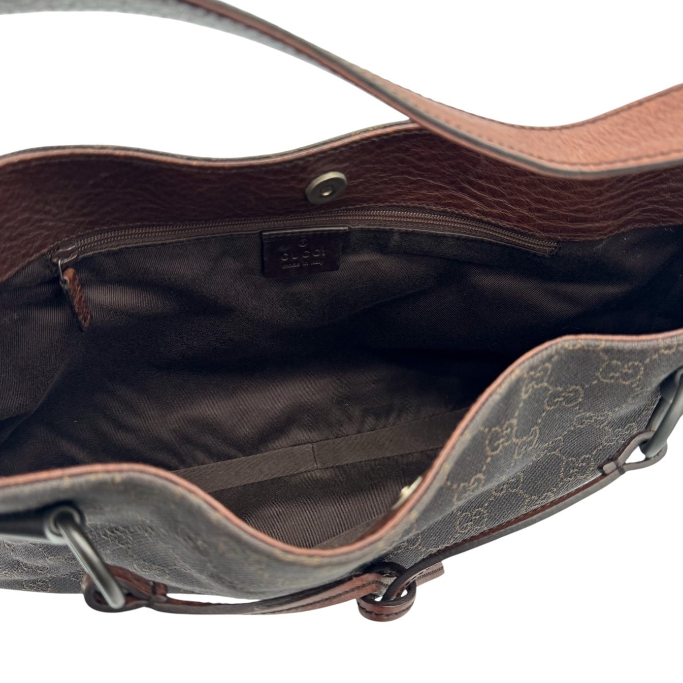 Gucci Brown GG Monogram Horsebit Shoulder Bag