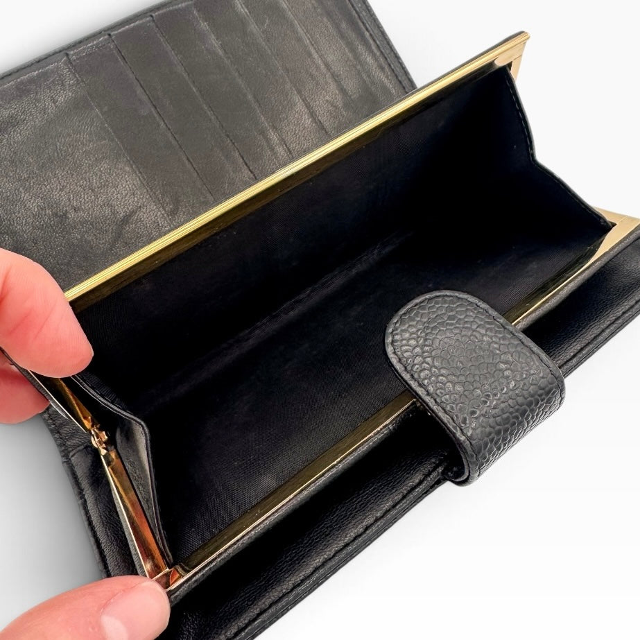 Chanel Black Caviar CC Long Wallet