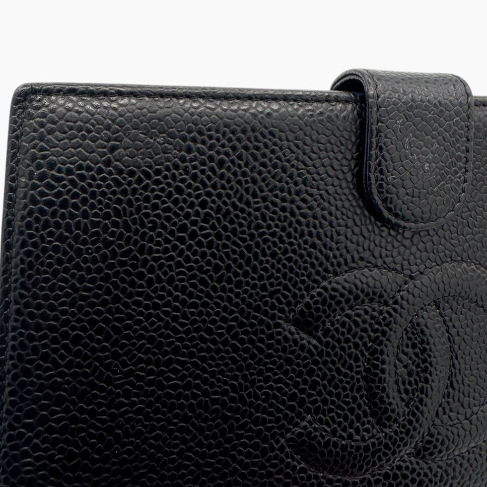 Chanel Black Caviar CC Long Wallet