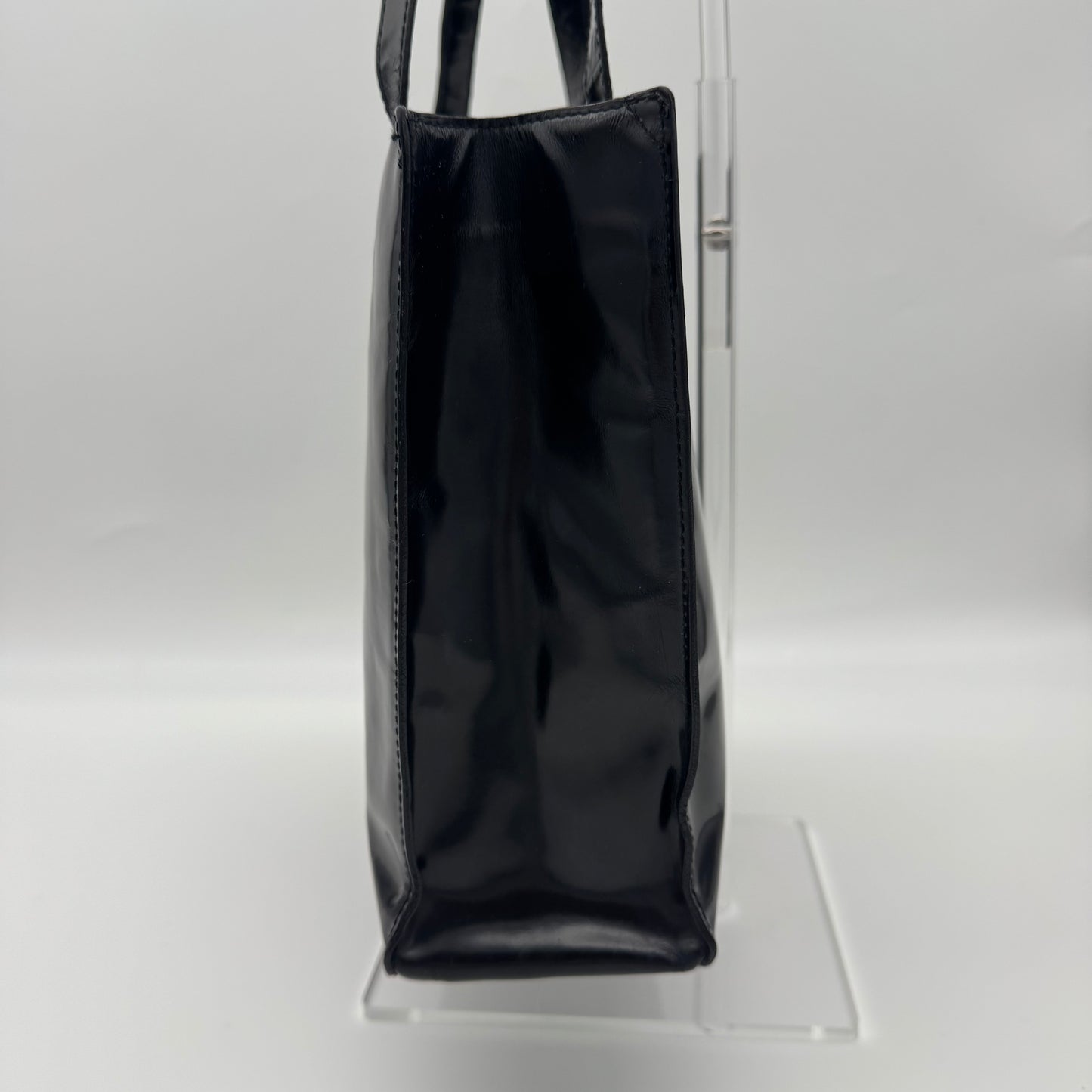 Chanel Patent Leather Logo Tote Bag Black