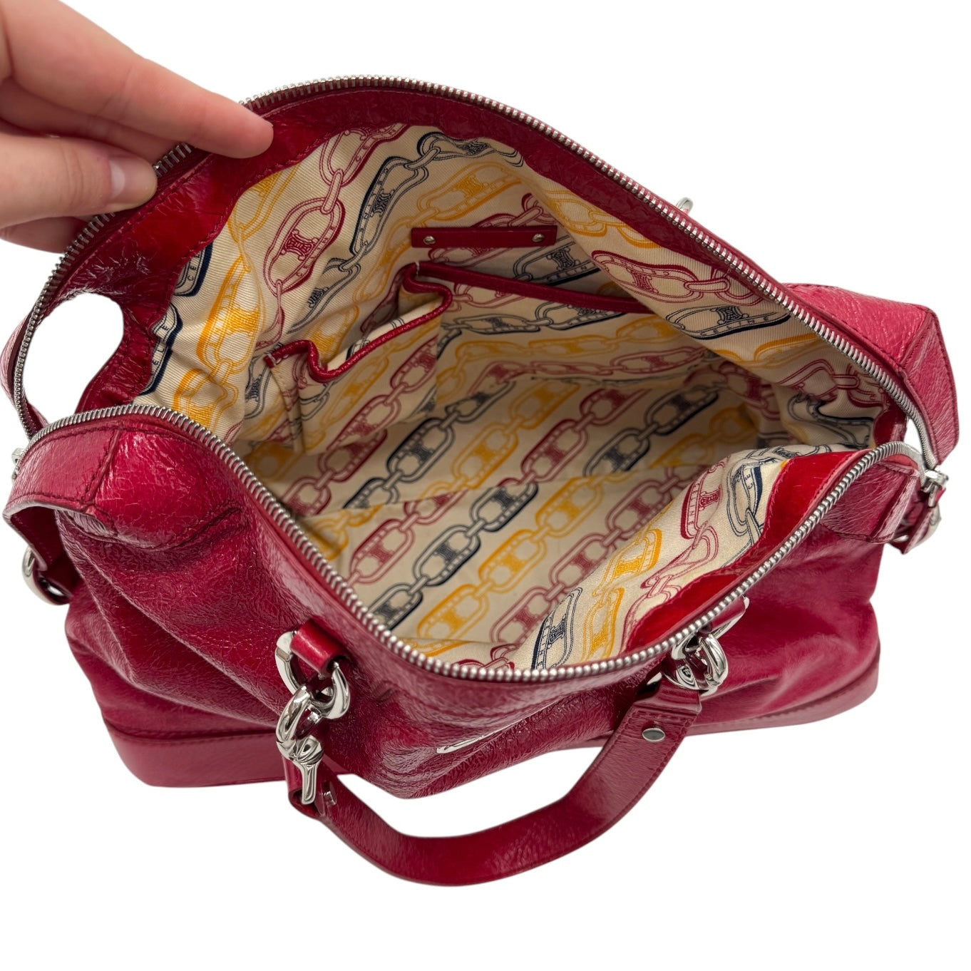 Celine Y2K Red Leather Shoulder Bag