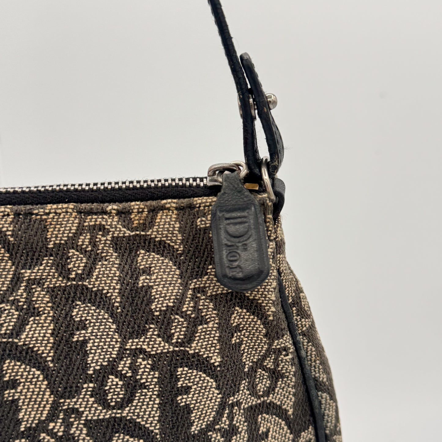 Christian Dior Saddle Bag Black Trotter Monogram Canvas Galliano Era