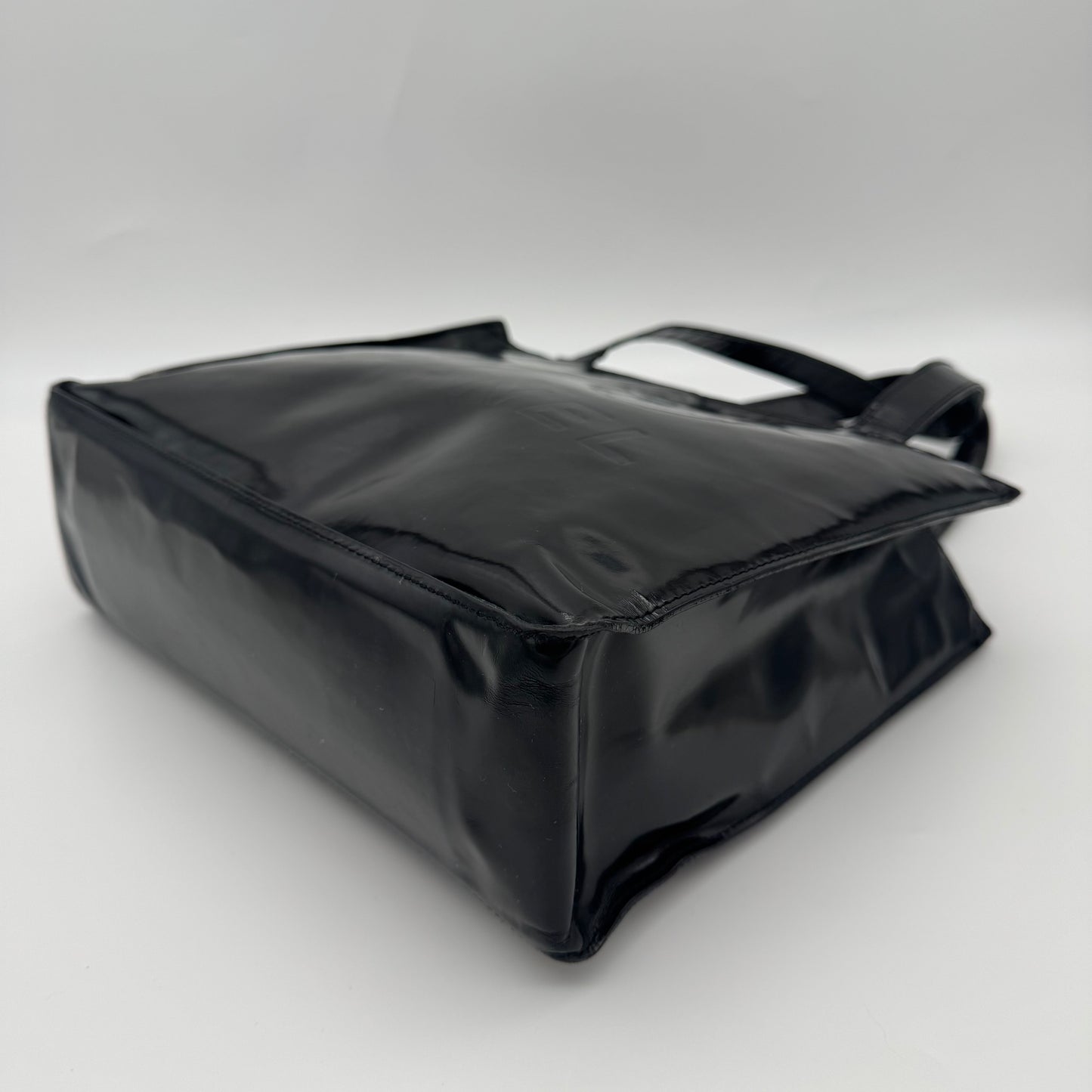 Chanel Patent Leather Logo Tote Bag Black