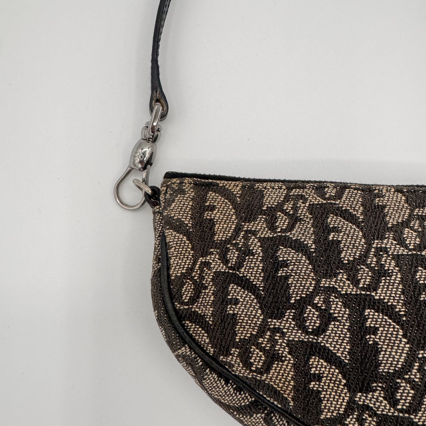 Christian Dior Saddle Bag Black Trotter Monogram Canvas Galliano Era