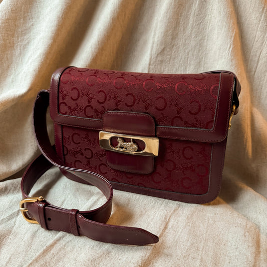 Burgundy Celine Horse Carriage Shoulder Bag